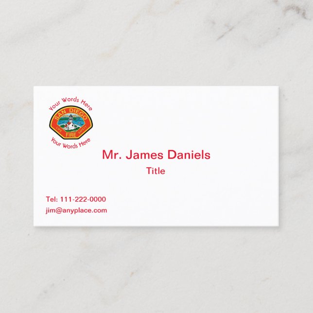 San Diego Fire Department Emblem Business Card Visitkort (Framsida)