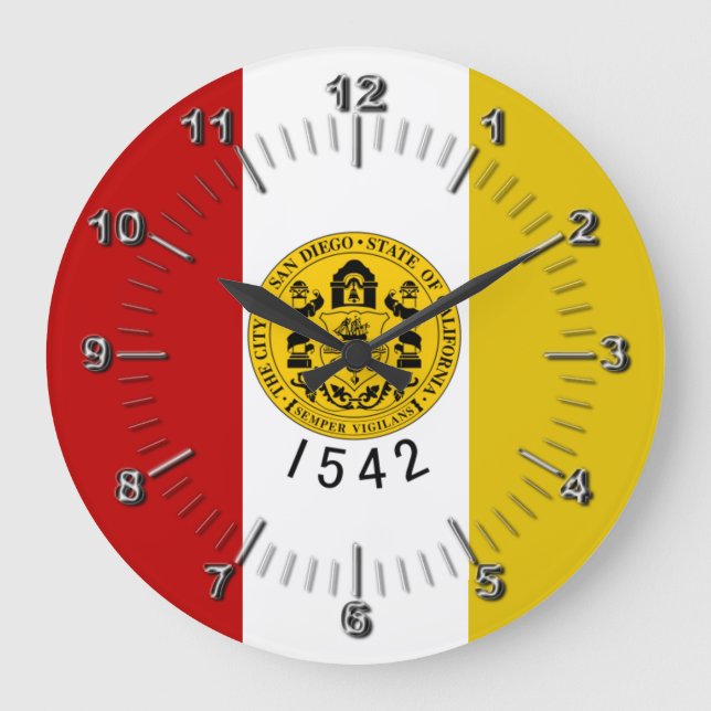San Diego flag Large Clock Stor Klocka (Framsida)