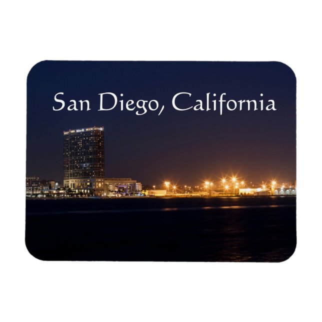 San Diego Harbor på natten Magnet (Horisontell)