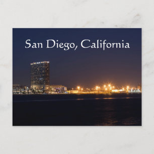 San Diego Harbor på natten Vykort