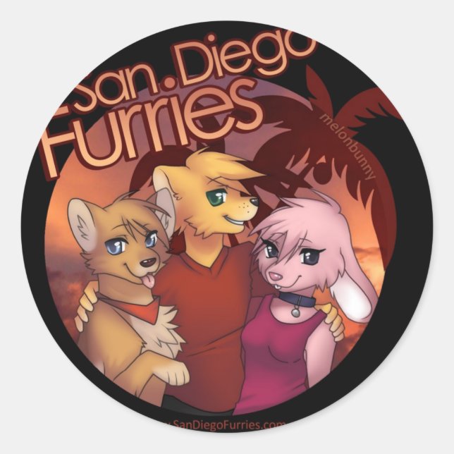 San Diego Hårig Runt Klistermärke (Framsida)