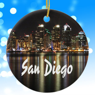 San Diego horisont på natten Julgransprydnad Keramik