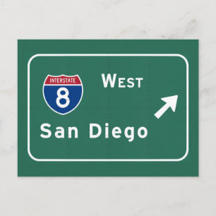 San Diego I-8 Väster Exit Interstate California Ca Vykort