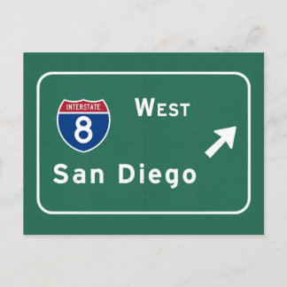 San Diego I-8 Väster Exit Interstate California Ca Vykort