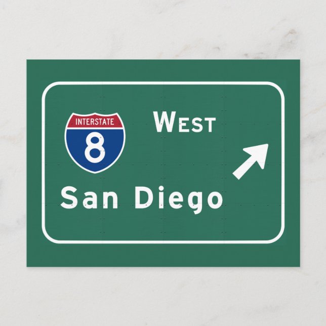 San Diego I-8 Väster Exit Interstate California Ca Vykort (Framsida)