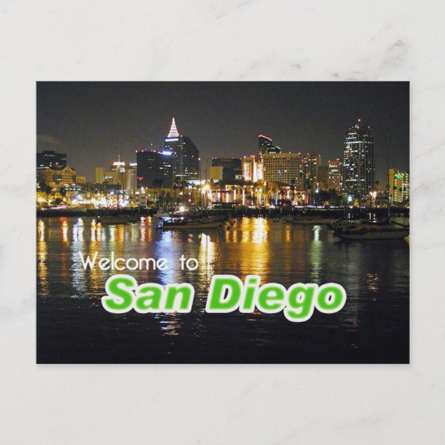 San Diego i Night Vykort (Framsida)