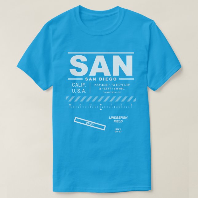 San Diego Internationell flygplats SAN T-Shirt (Design framsida)