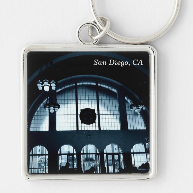 San Diego, Kalifornien Fyrkantig Silverfärgad Nyckelring (Framsidan)