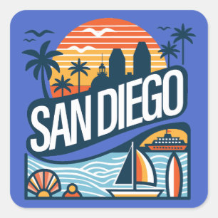 San Diego Kalifornien Fyrkantigt Klistermärke