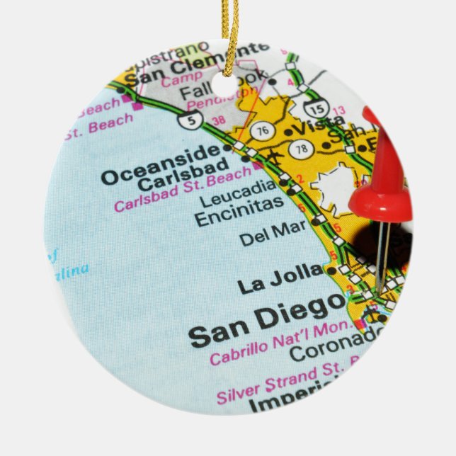 San Diego Kalifornien Julgransprydnad Keramik (Framsidan)