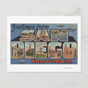 San Diego, Kalifornien - Large Brev Scenes Vykort