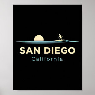 San Diego Kalifornien Retro Surfbräda Surf Sommar Poster
