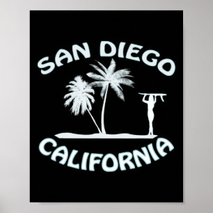 San Diego Kalifornien Retro Surfing Strand Surf Tj Poster