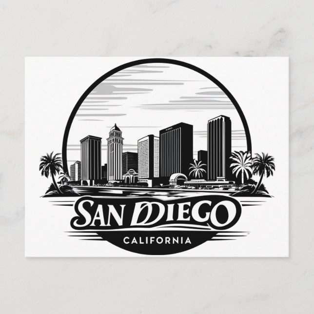 San Diego Kalifornien Siluett Helg Vykort (Framsida)