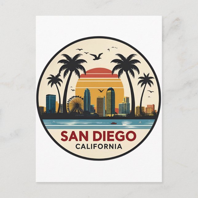San Diego Kalifornien Siluett Vykort (Framsida)