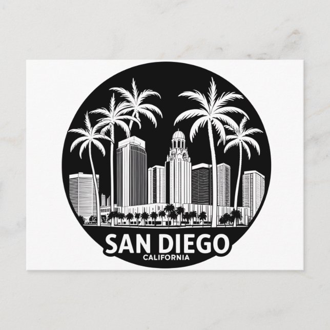 San Diego Kalifornien Siluett Vykort (Framsida)