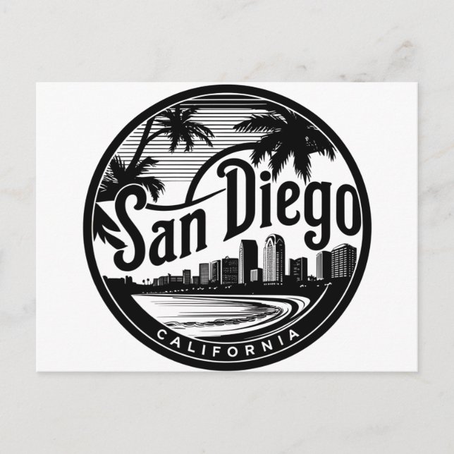 San Diego Kalifornien Siluett Vykort (Framsida)
