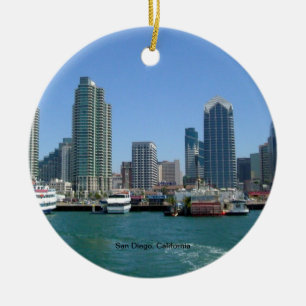 San Diego, Kalifornien Skyline Julgransprydnad Keramik