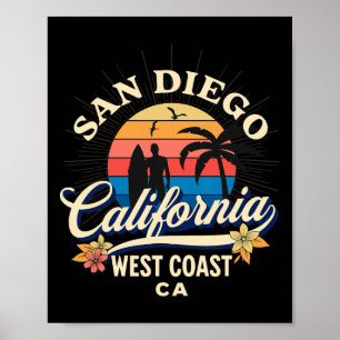 San Diego Kalifornien Strand Surf Sommar Semester Poster