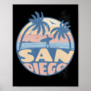 San Diego Kalifornien Strand Surf Sommar Semester Poster