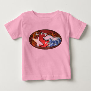 San Diego Kalifornien surfer vågar art baby konst Tee Shirt
