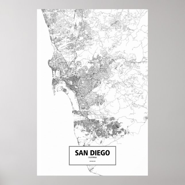 San Diego, Kalifornien (svart på vitt) Poster (Framsidan)