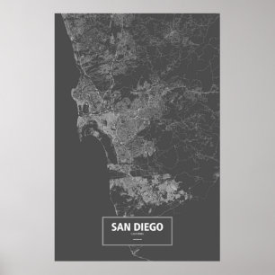 San Diego, Kalifornien (svart) Poster
