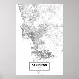 San Diego Kalifornien (svarten på vit) Poster