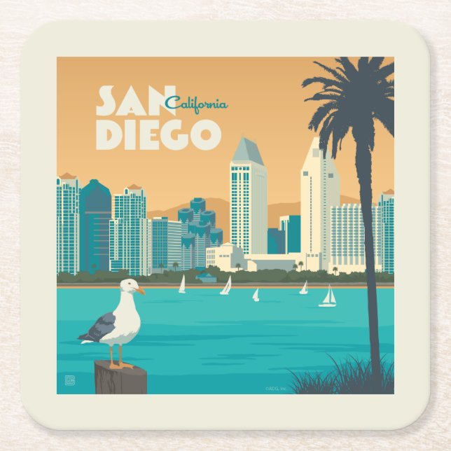 San Diego, Kalifornien Underlägg Papper Kvadrat (Framsidan)