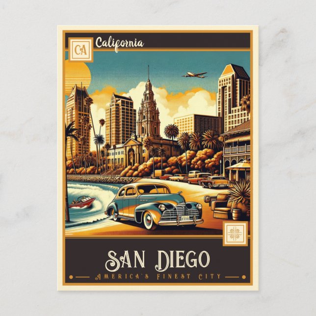 San Diego, Kalifornien | VINTAGE Vykort (Framsida)