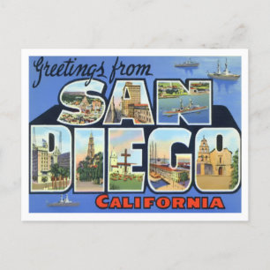 San Diego, Kaliforniens Vintage Big Brev Postcard Vykort