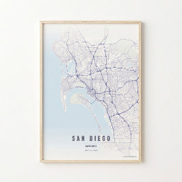 San Diego karttryck affisch väggkonst present