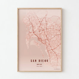 San Diego korallkartakryss Poster Väggkonst Presen