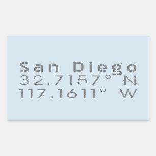 San Diego Latitude Longitud Rektangulärt Klistermärke