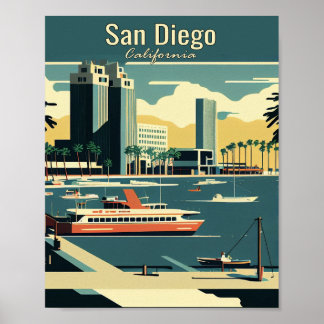 San Diego Minimalist Vintage resor Art Poster