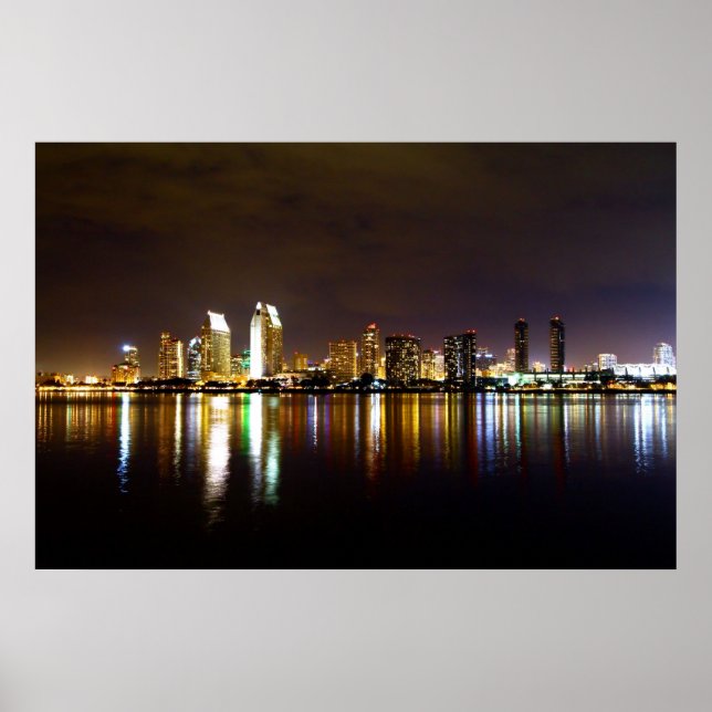 San Diego Night Skyline Poster (Framsidan)
