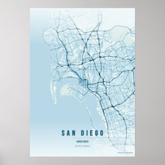 San Diego Ocean Map Print Poster Wallart Gift