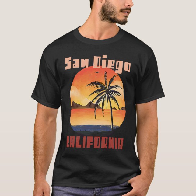 San Diego Palm trees California Vacation Beach Oce T Shirt (Framsida)