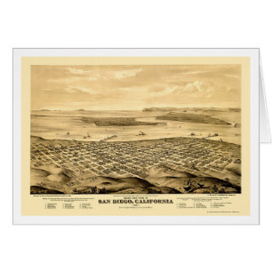 San Diego panorama- karta för CA - 1876 Hälsningskort