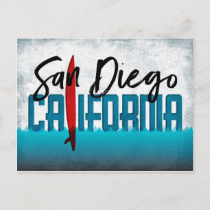 San Diego Postcard California Surfboard Vykort