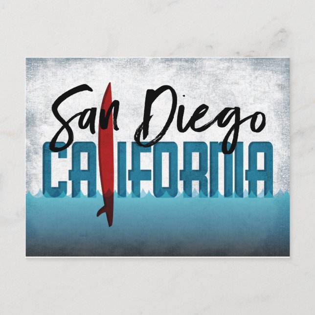 San Diego Postcard California Surfboard Vykort (Framsida)
