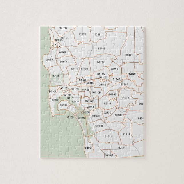 San Diego postnummerkarta Pussel (Vertikal)