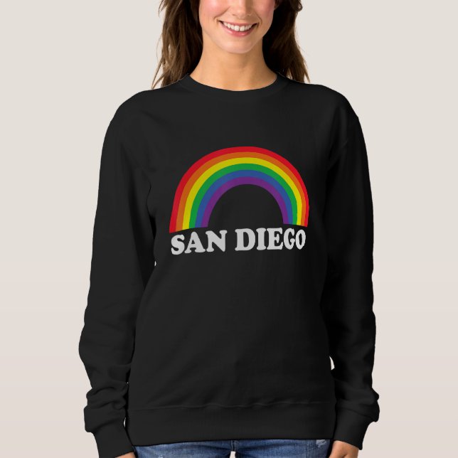 San Diego Rainbow HBTQ HBT-pr Pride Lesbiska Queer T Shirt (Framsida)