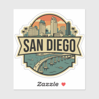 San Diego Retro Siluett California Vintage Resa Klistermärken