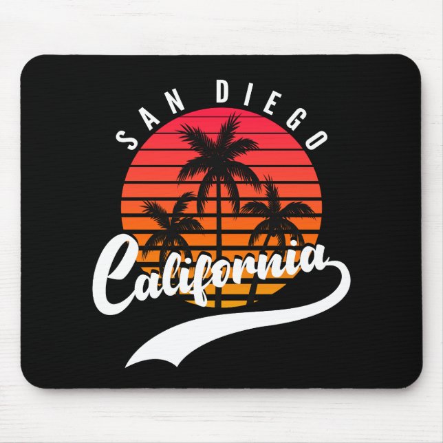 San Diego Retro Sunset Mouse Pad Musmatta (Framsidan)