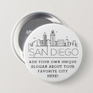 San Diego Skyline Anpassningsbar Slogan Button Knapp