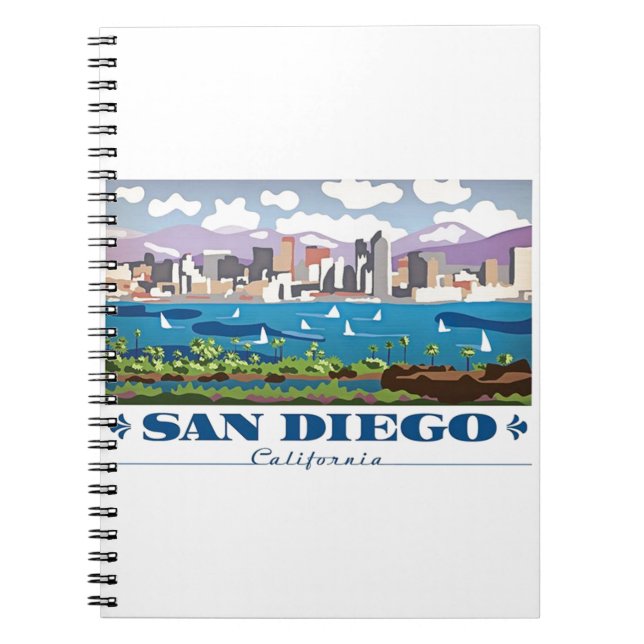 San Diego Skyline Anteckningsbok Med Spiral (Framsidan)