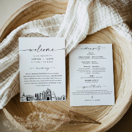 San Diego Skyline-Bröllopsprogrammet 5x7-platta ko Inbjudningar