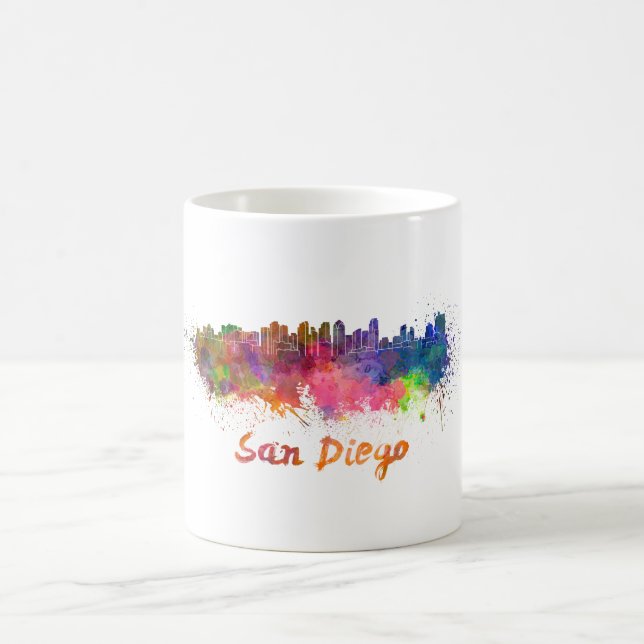 San Diego skyline in watercolor Kaffemugg (Center)