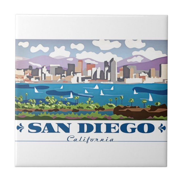 San Diego Skyline Kakelplatta (Framsidan)